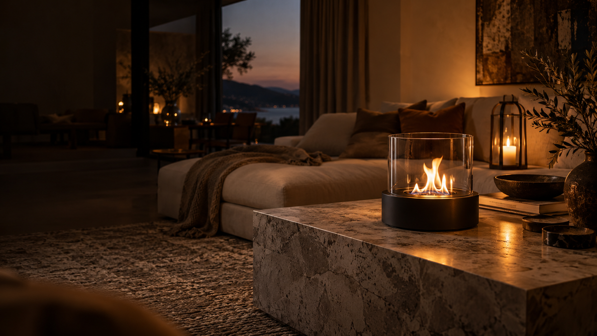 Warm ambient light in a contemporary living room