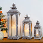 Set of 3  10/14/19.5''H Candle Lanterns(Cement Grey)-4