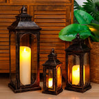 Set of 3 Vintage Candle Lanterns 10/14/19.5''H Decorative Outdoor Lantern-2