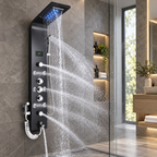 Luxury Black Brushed Bathroom Shower Faucet LED System