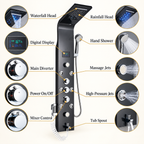 Luxury Black Brushed Bathroom Shower Faucet LED System