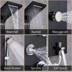 Luxury Black Brushed Bathroom Shower Faucet LED System
