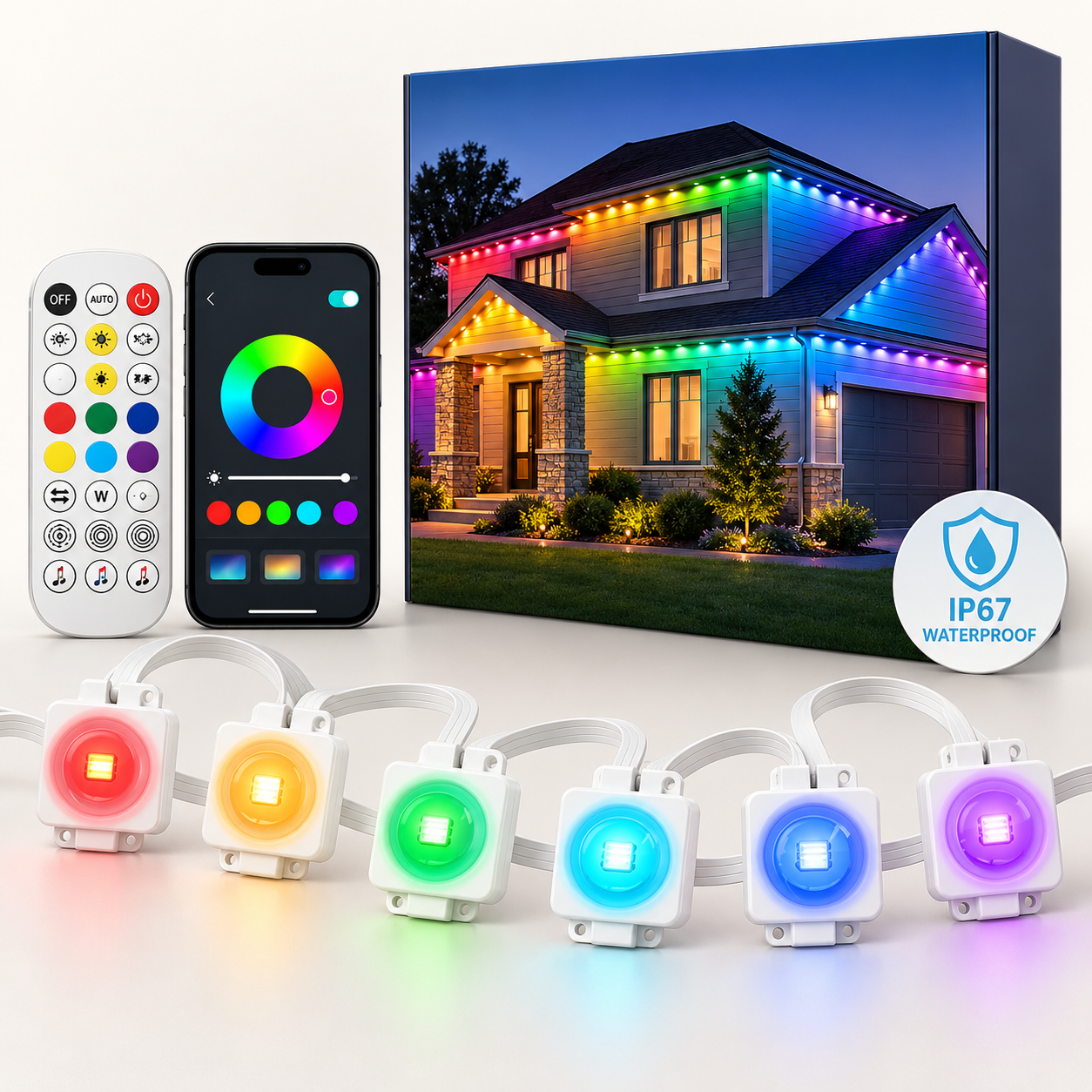 200FT Waterproof Bluetooth Outdoor Led String Lights