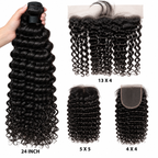 Deep Wave Human Hair Bundles and Closure