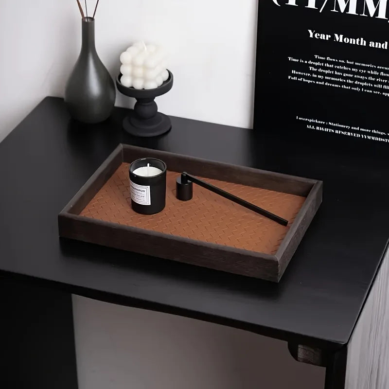 Woven Faux-Leather Valet Tray