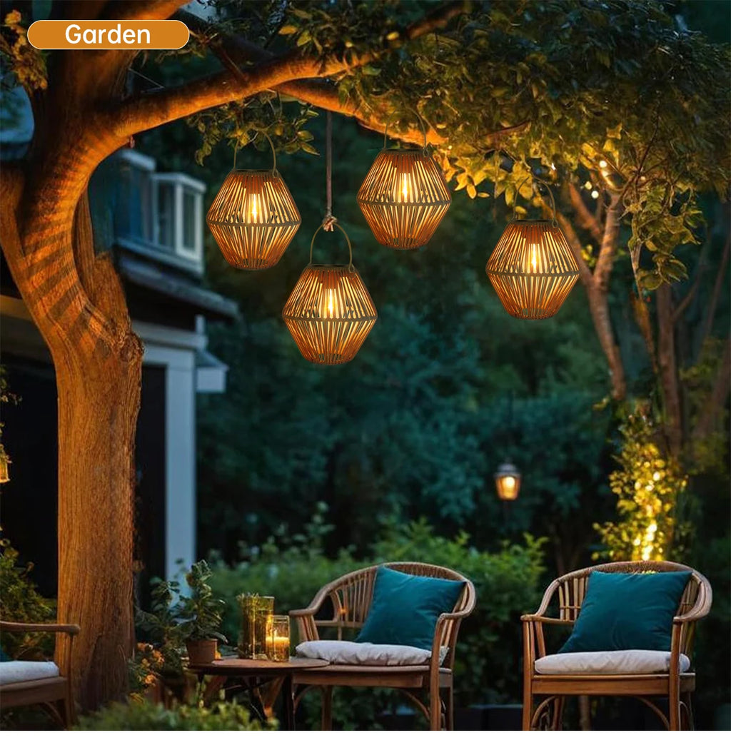 Woven Solar Garden Lantern