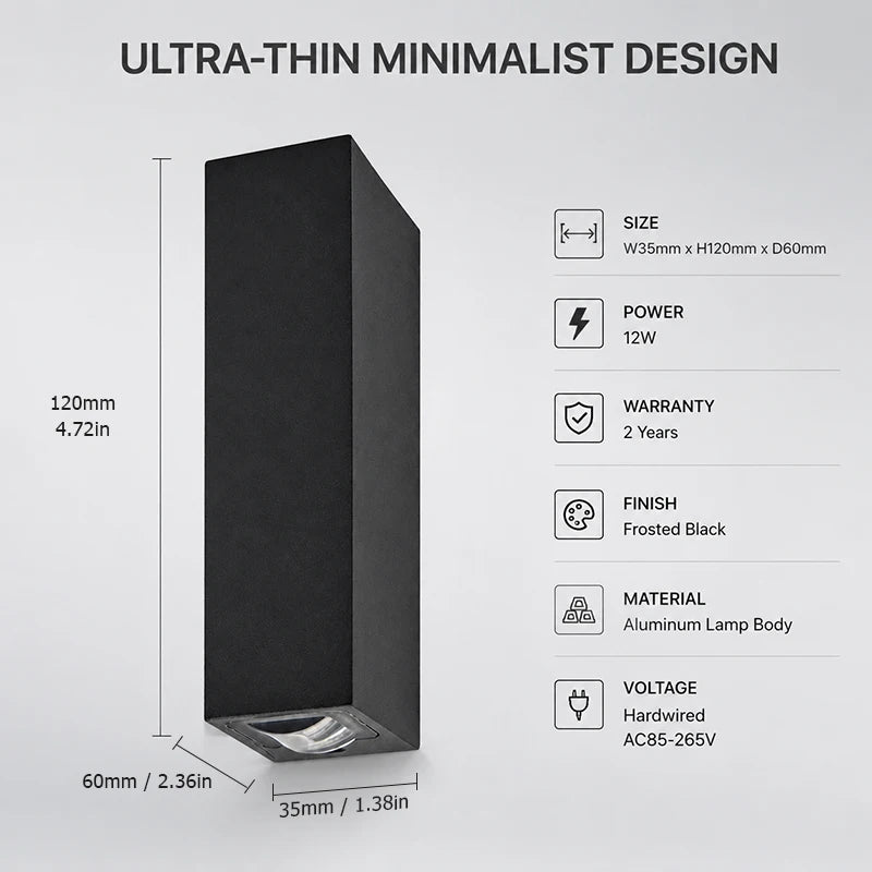 Minimalist Up/Down Outdoor Wall Light