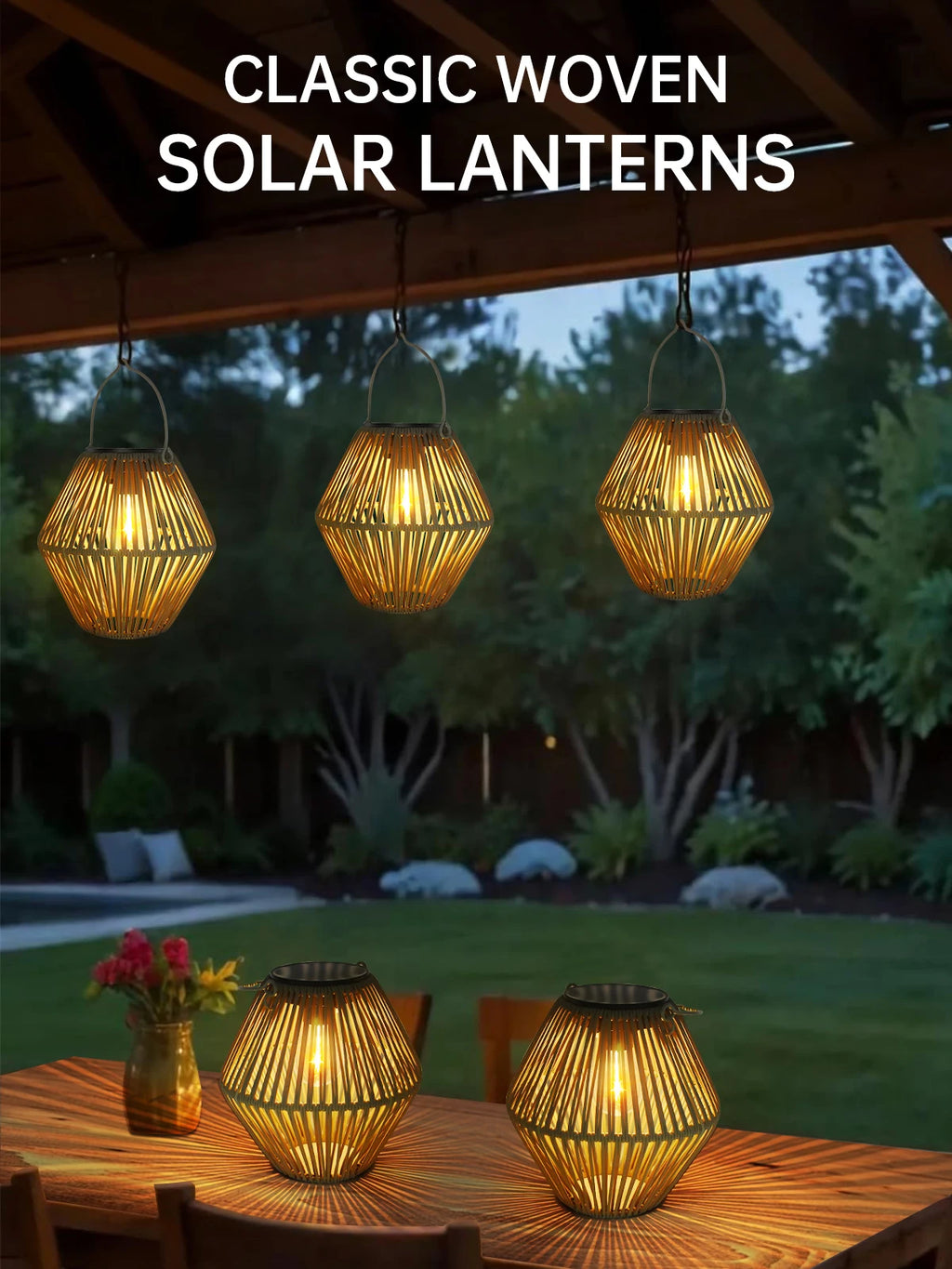 Woven Solar Garden Lantern