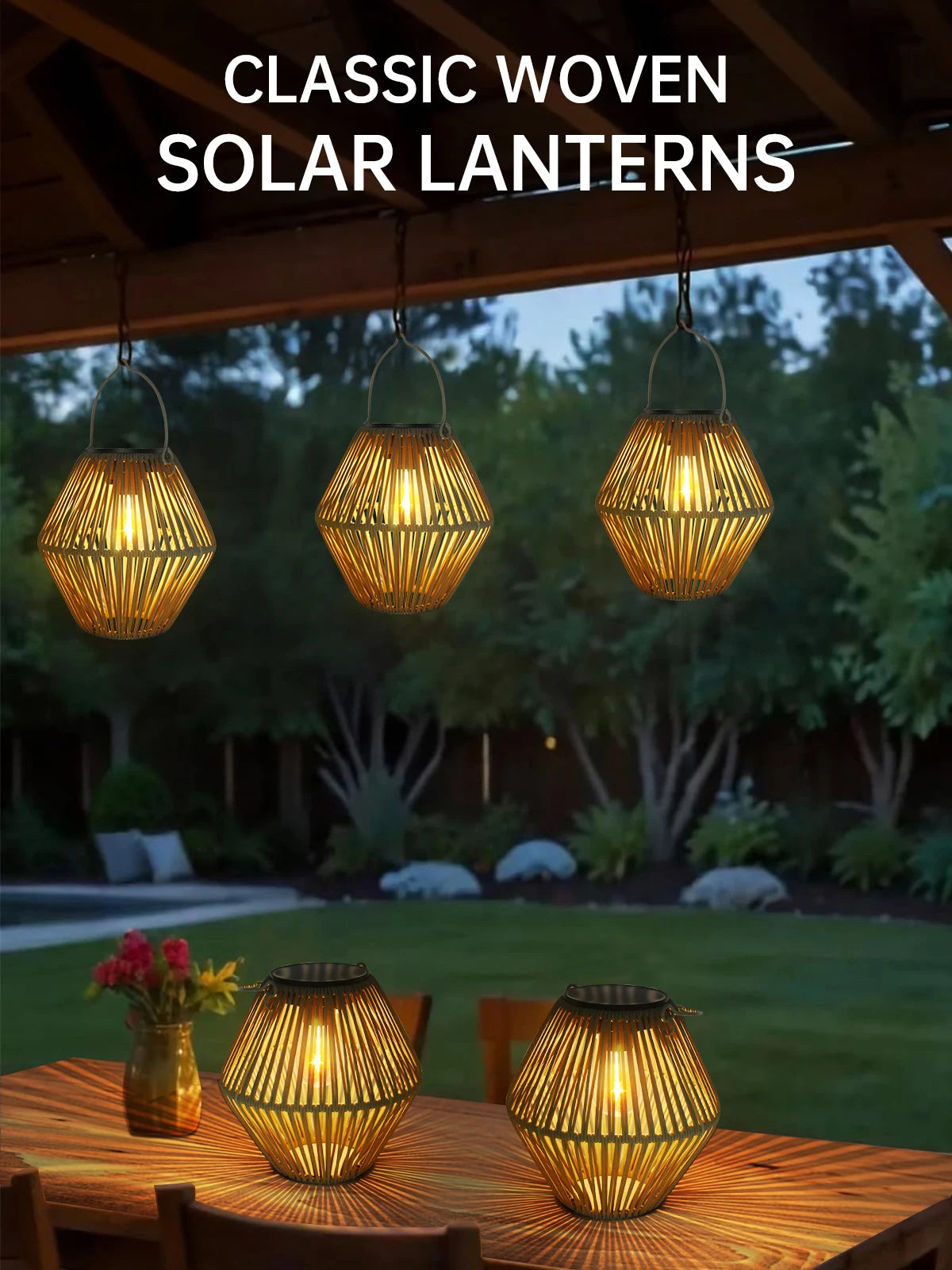 Woven Solar Garden Lantern