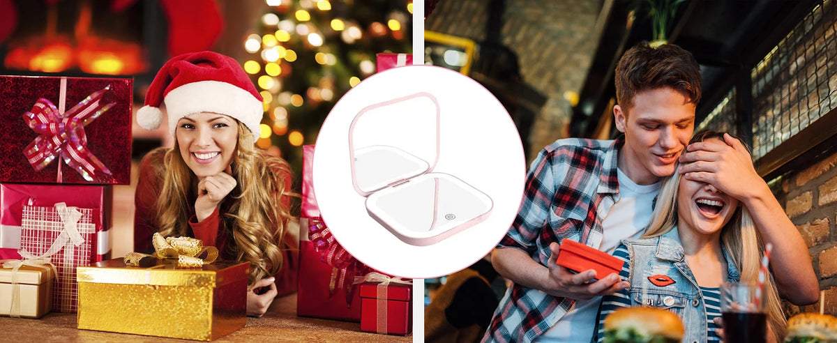 Valeroni LED Travel Makeup Mirror | Folding 1X/2X Magnification