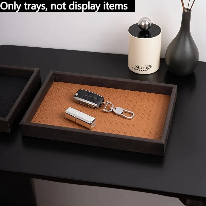 Woven Faux-Leather Valet Tray