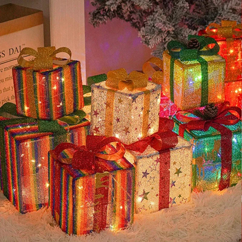 Illuminated Holiday Gift Box Trio