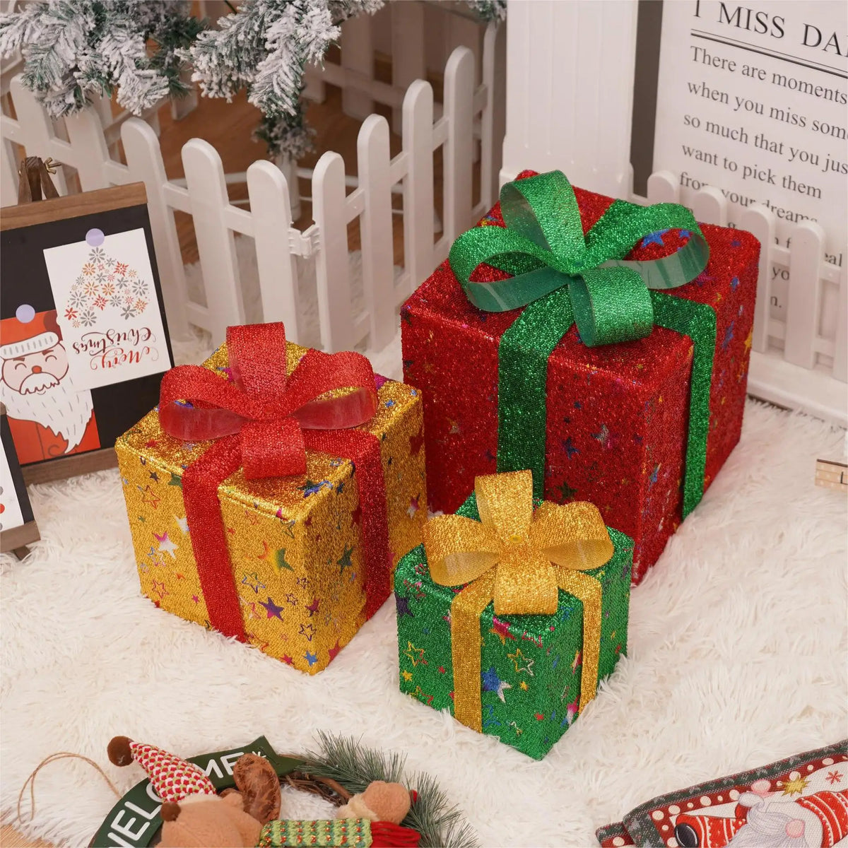 Illuminated Holiday Gift Box Trio