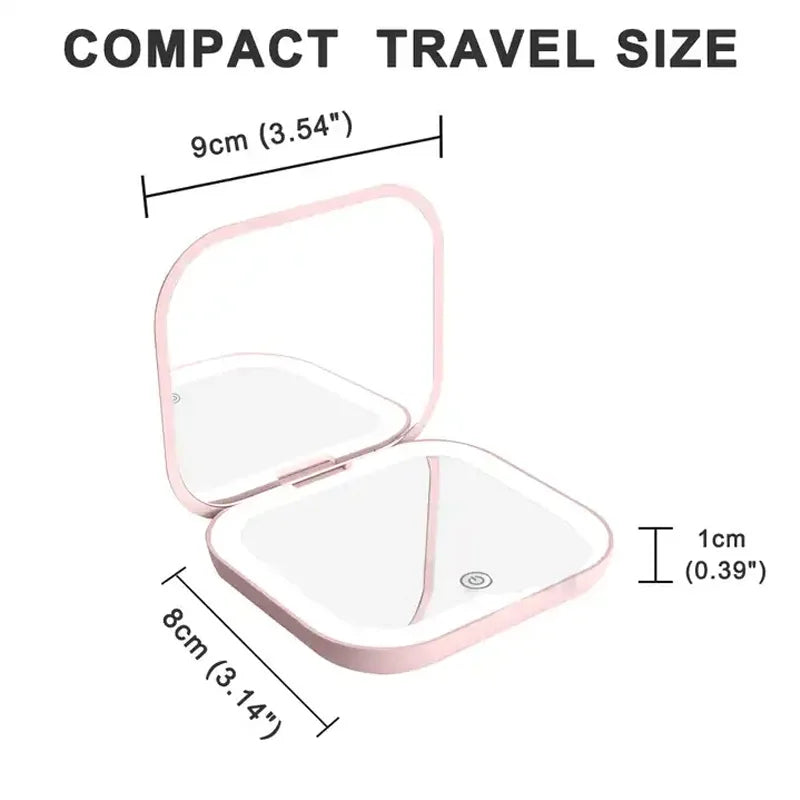 Valeroni LED Travel Makeup Mirror | Folding 1X/2X Magnification