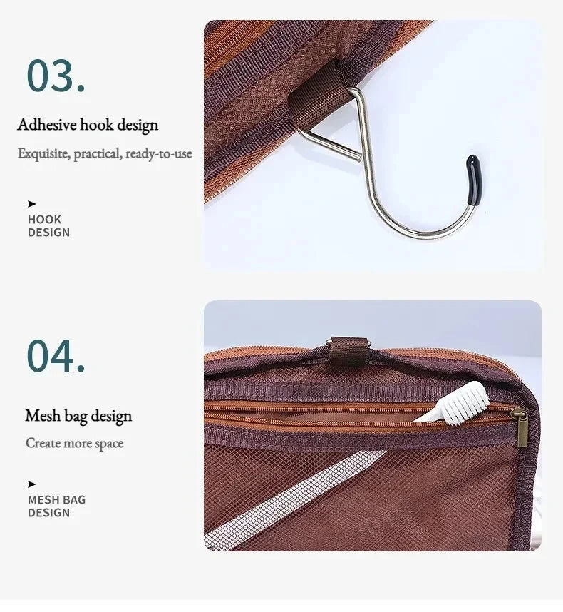 Valeroni Hanging Travel Toiletry Bag | PU & Canvas Organizer