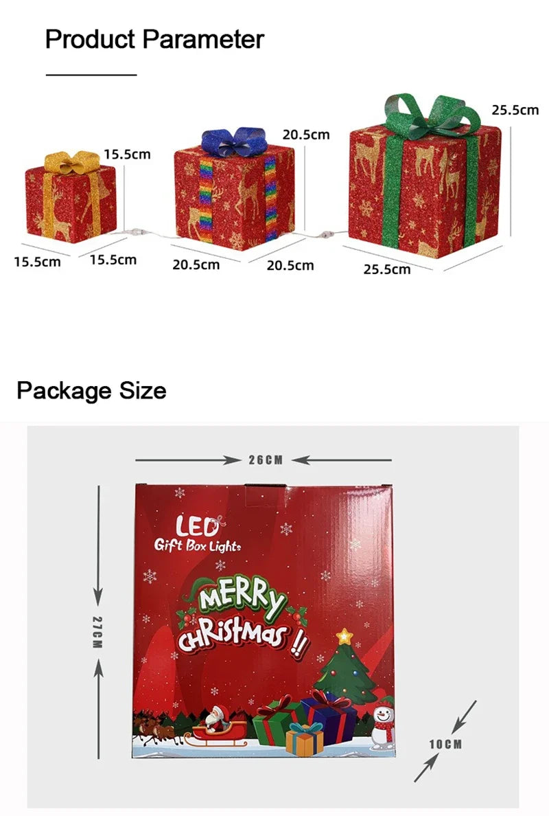 Illuminated Holiday Gift Box Trio