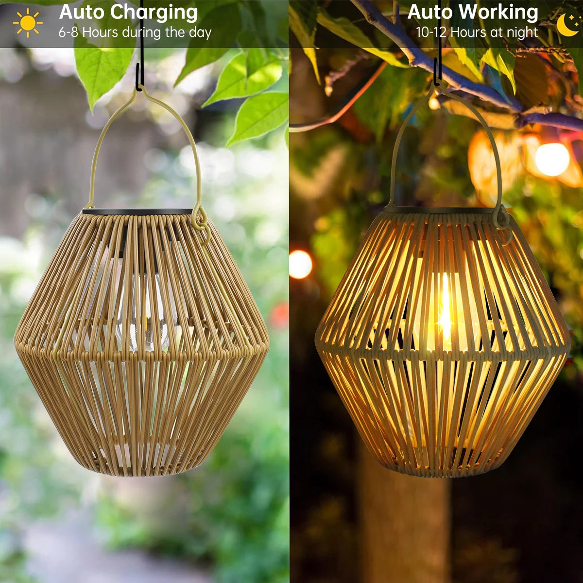 Woven Solar Garden Lantern