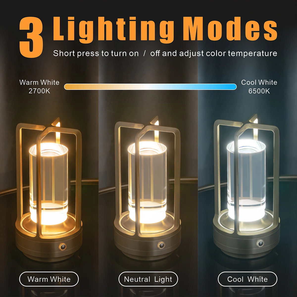 Valeroni Cordless Ambient Table Lamp | Rechargeable Touch Light