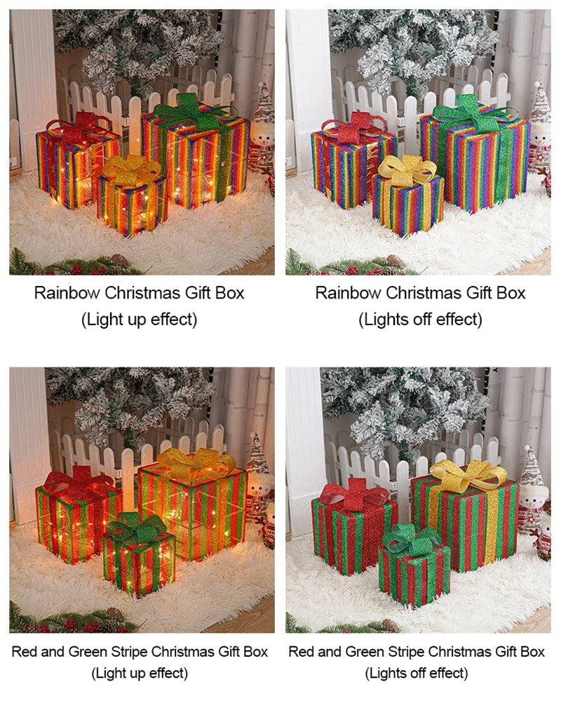 Illuminated Holiday Gift Box Trio