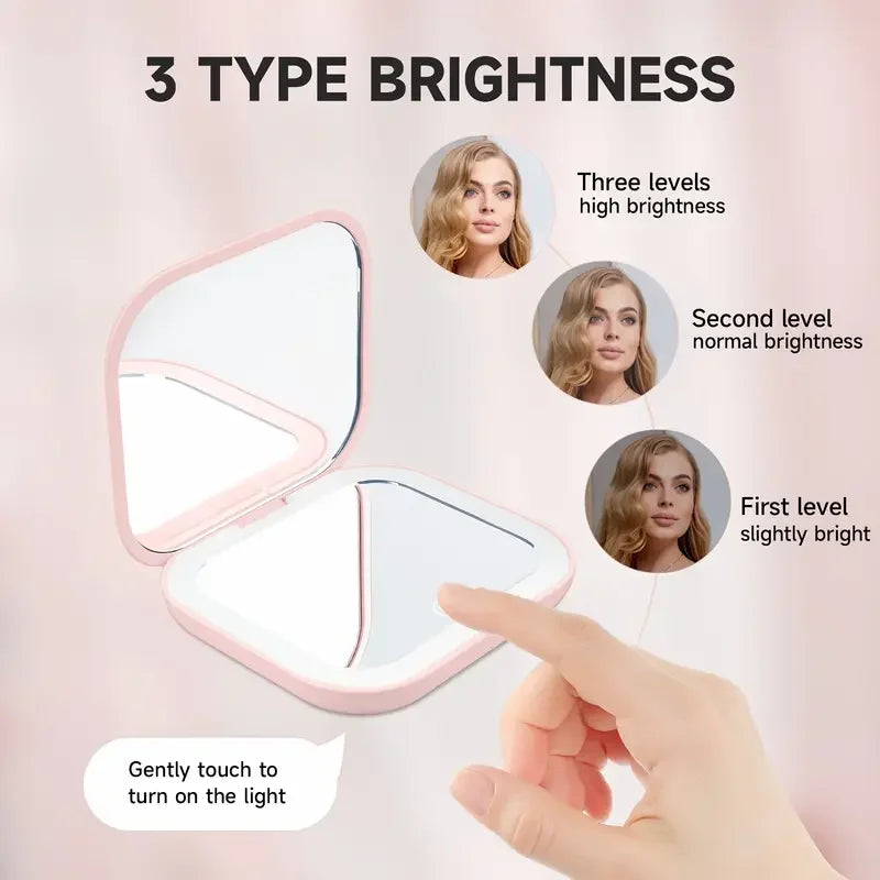Valeroni LED Travel Makeup Mirror | Folding 1X/2X Magnification
