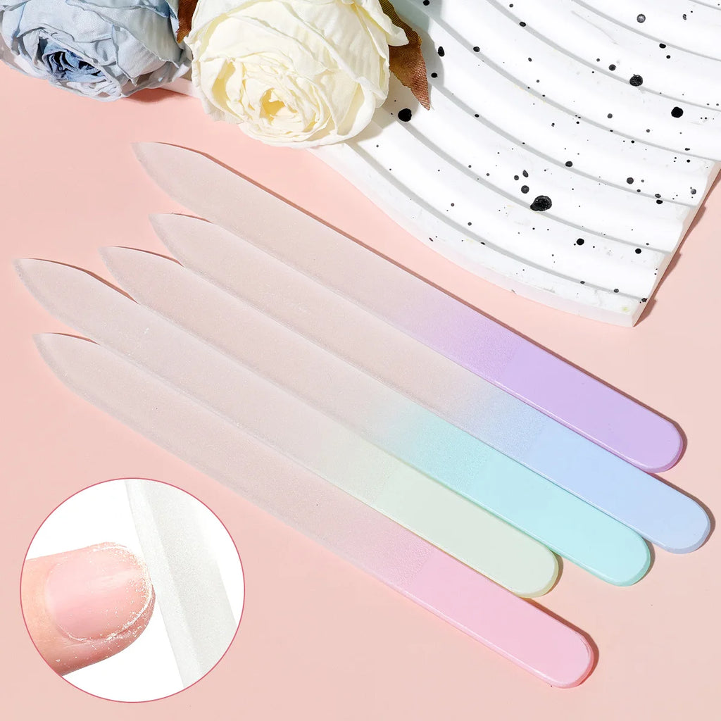 Glass Nail File Professional Manicure Sand Rubbing Crystal Glass Nail File Durable Art Buffer Sand Rubbing Nail Art Salon Tool