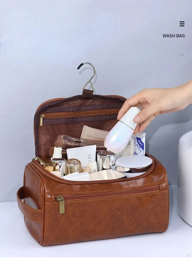 Valeroni Hanging Travel Toiletry Bag | PU & Canvas Organizer