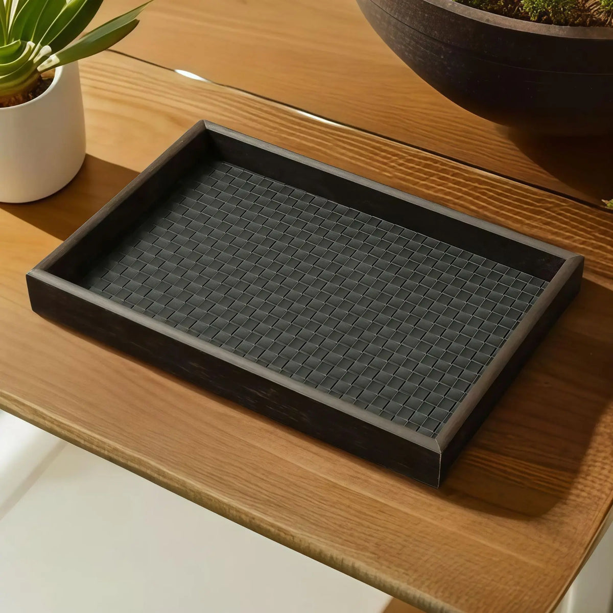 Woven Faux-Leather Valet Tray
