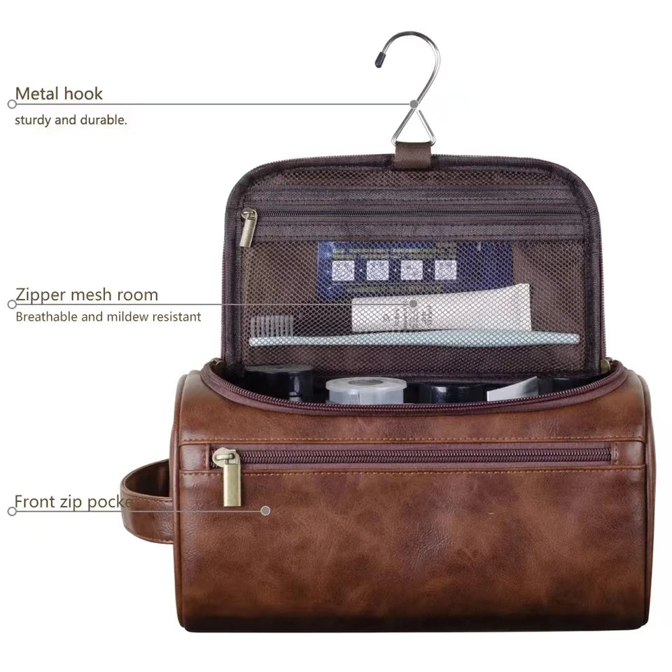 Valeroni Hanging Travel Toiletry Bag | PU & Canvas Organizer