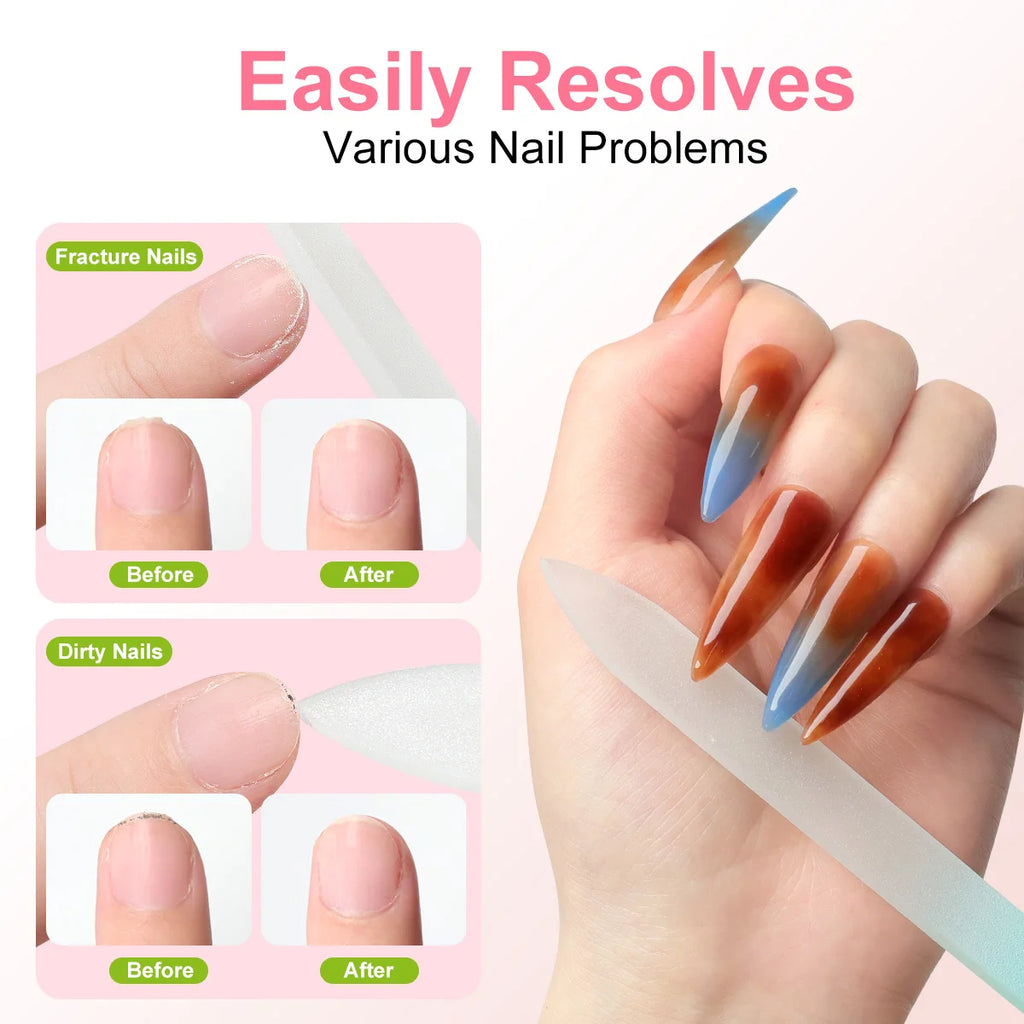 Glass Nail File Professional Manicure Sand Rubbing Crystal Glass Nail File Durable Art Buffer Sand Rubbing Nail Art Salon Tool