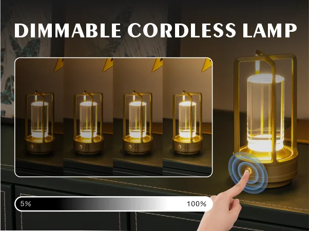 Valeroni Cordless Ambient Table Lamp | Rechargeable Touch Light