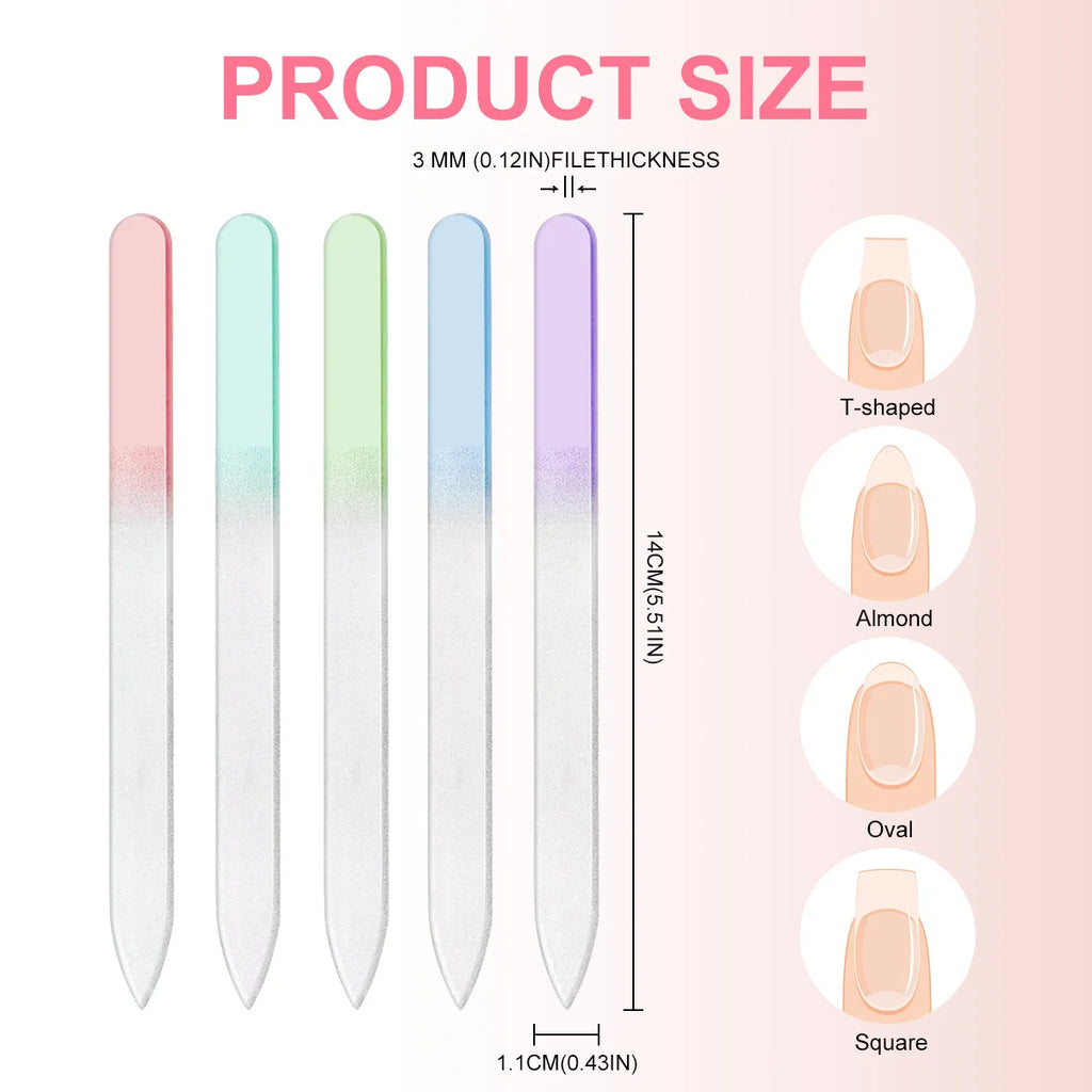 Glass Nail File Professional Manicure Sand Rubbing Crystal Glass Nail File Durable Art Buffer Sand Rubbing Nail Art Salon Tool