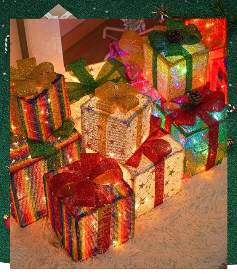 Illuminated Holiday Gift Box Trio