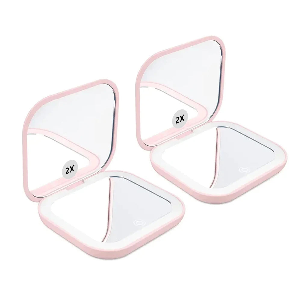 Valeroni LED Travel Makeup Mirror | Folding 1X/2X Magnification