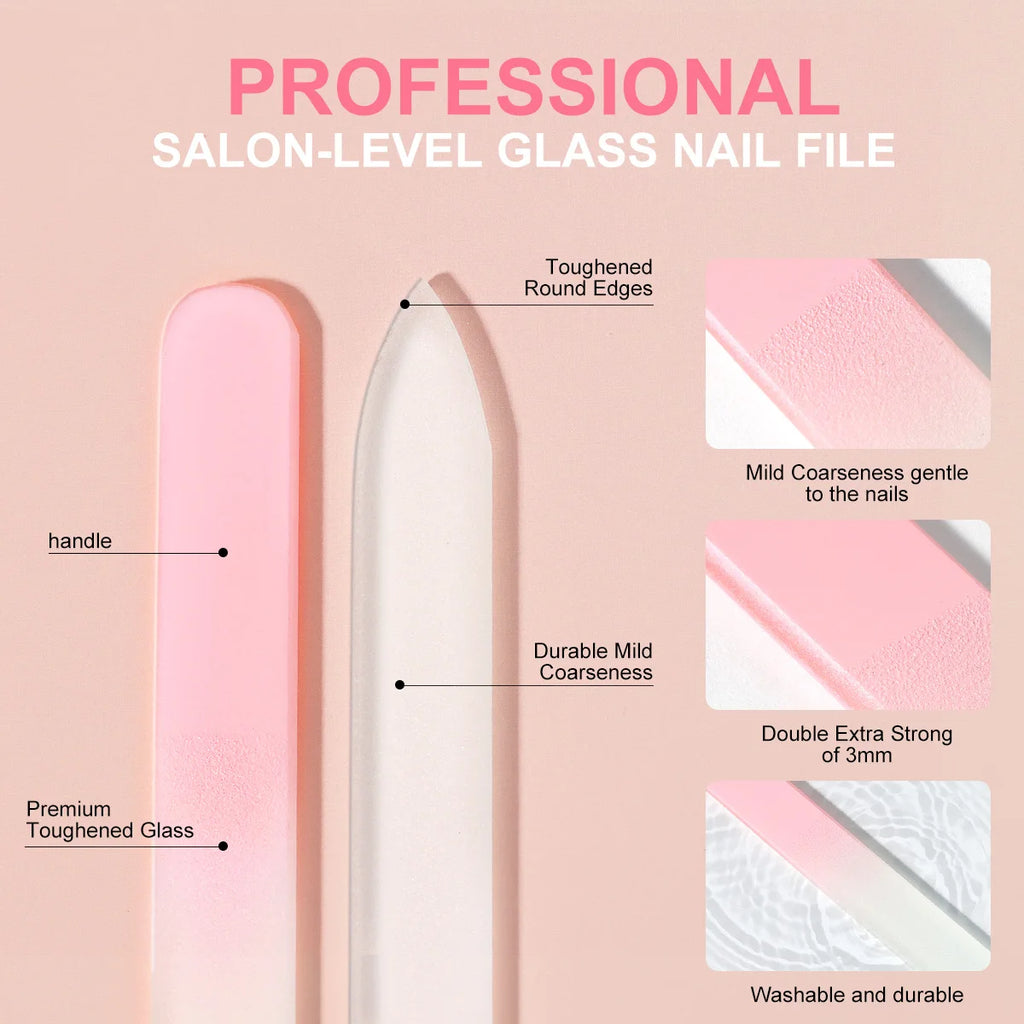 Glass Nail File Professional Manicure Sand Rubbing Crystal Glass Nail File Durable Art Buffer Sand Rubbing Nail Art Salon Tool