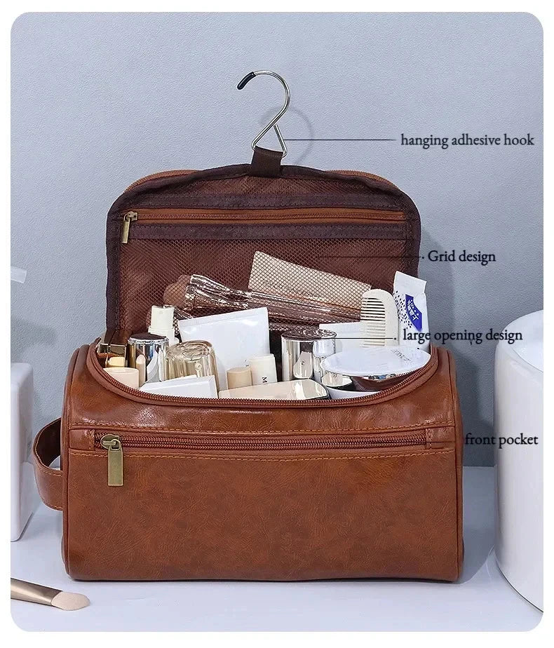 Valeroni Hanging Travel Toiletry Bag | PU & Canvas Organizer
