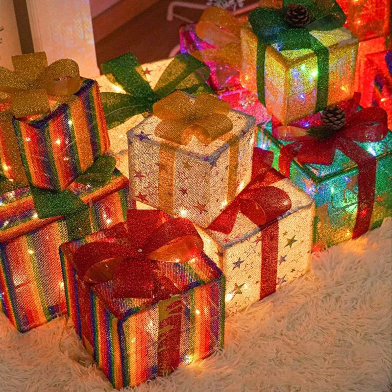Illuminated Holiday Gift Box Trio