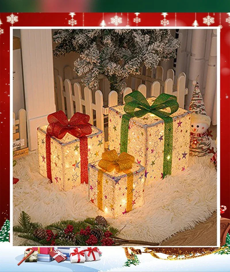 Illuminated Holiday Gift Box Trio