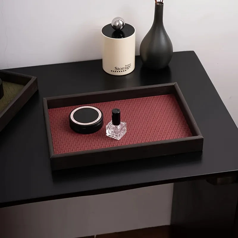 Woven Faux-Leather Valet Tray