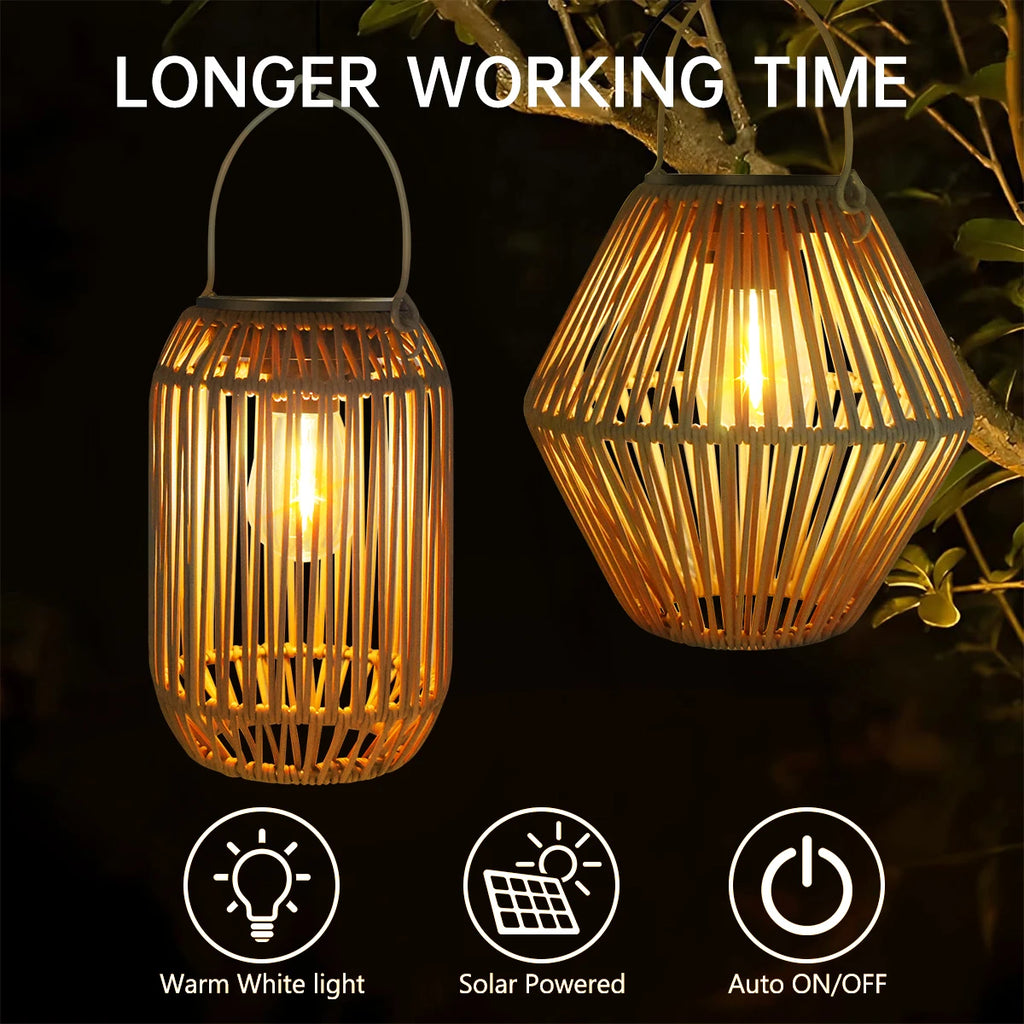 Woven Solar Garden Lantern