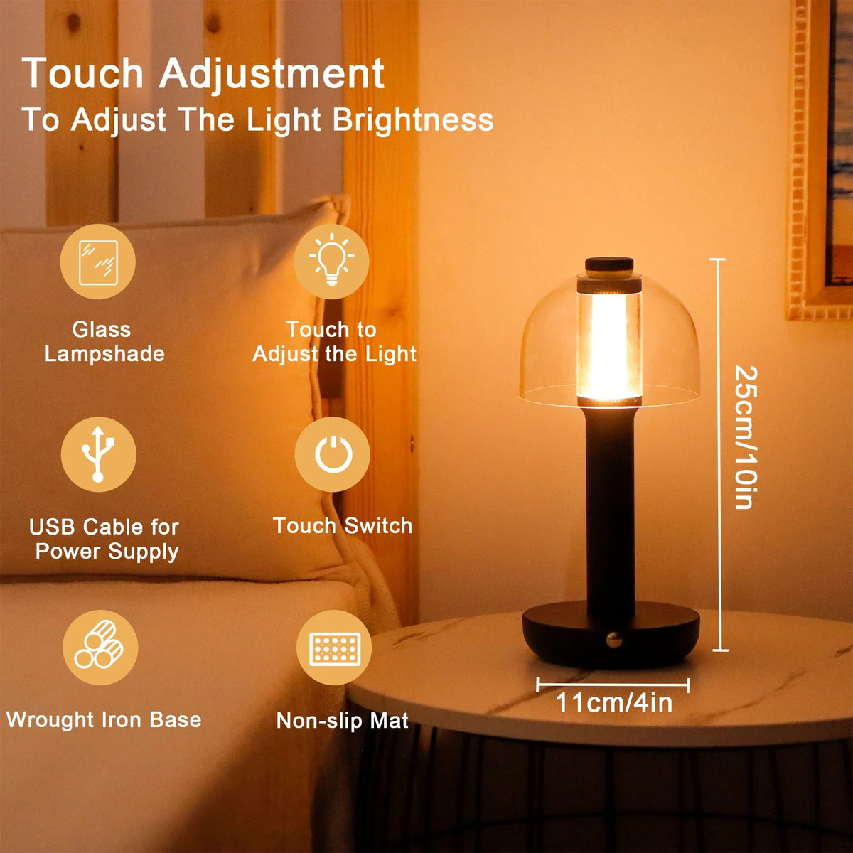 10" H Table Lamp 3-Color Light Dimmable Lamp-1