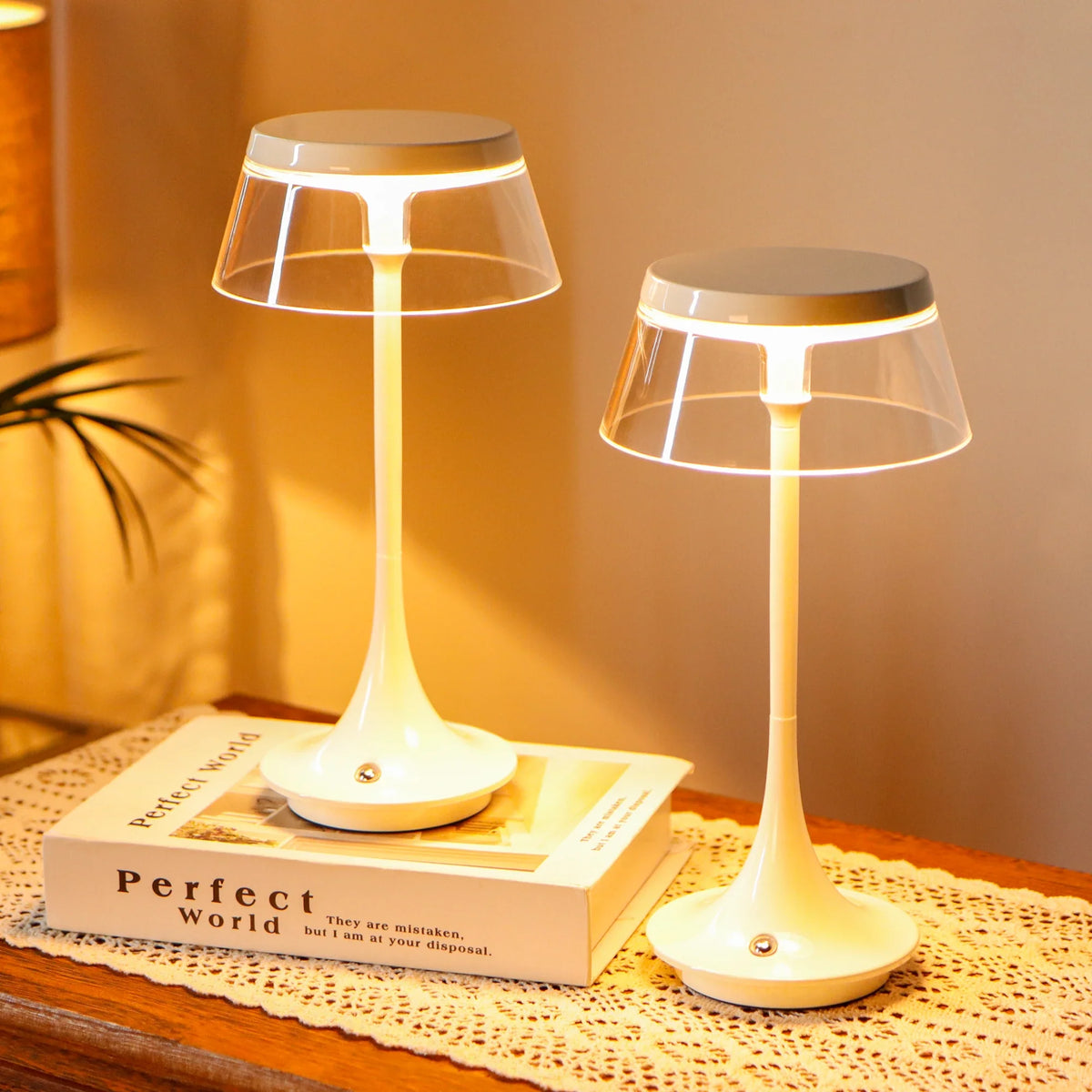 10.5" H Nightstand Lamp 3-Color Light Dimmable-1