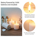 Glass Wax Flameless Effect LED Candles ( Set of 3 )-4