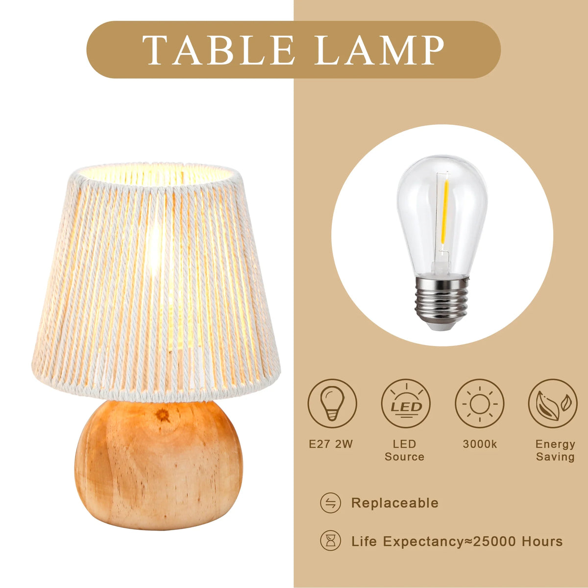 Set of 2 Woven Cotton Rope Table Lamp-4