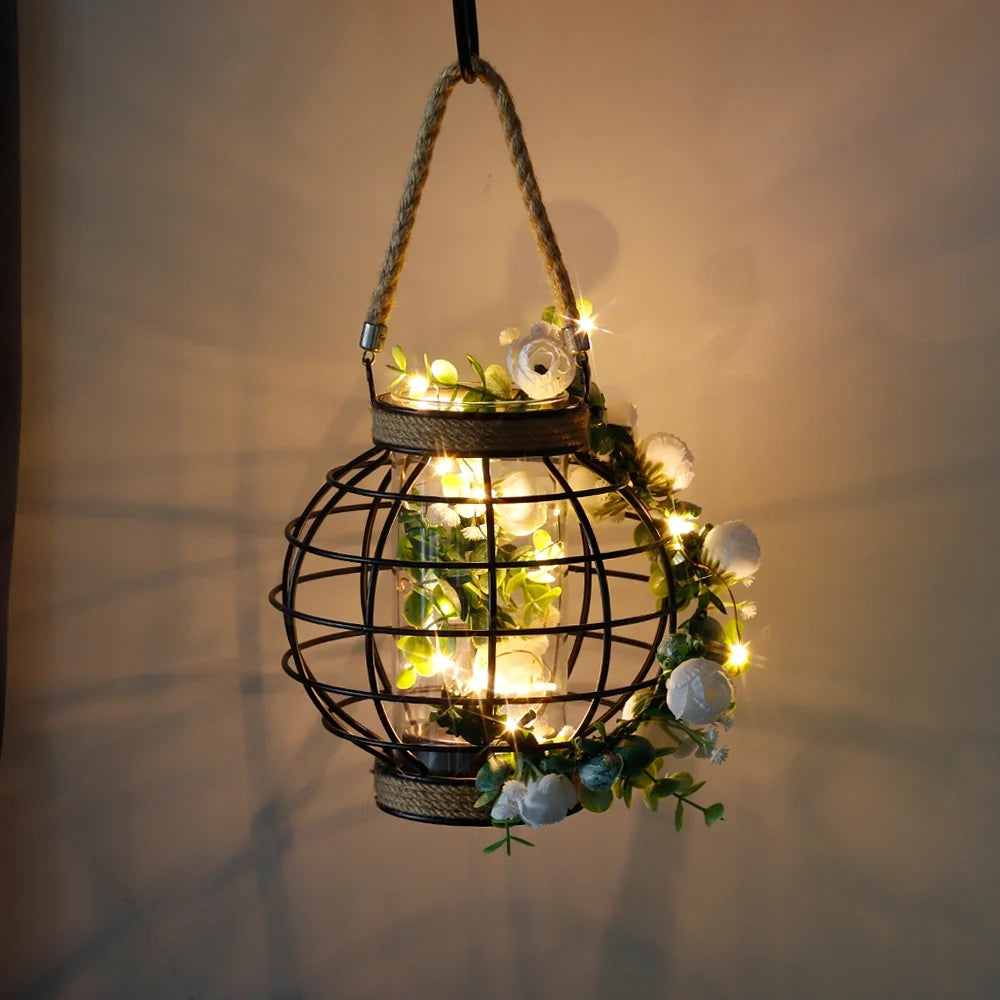 7.3" Tall Battery Powered Table Lamp-Hemp Rope Cage-Style Fairy Decorative Table Lamp-3