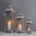Set of 3  10/14/19.5''H Candle Lanterns(Cement Grey)-0