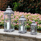 Set of 3  10/14/19.5''H Candle Lanterns(Cement Grey)-1