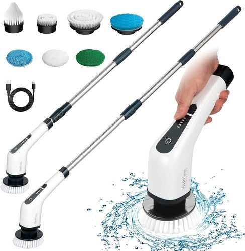 Cordless electric spin scrubber