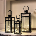  Set of 3 Stainless Steel Lantern (12/15/19'') -Black-1