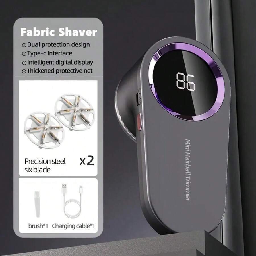 LED digital rechargeable fabric shaver