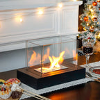 360° View Rectangular Tabletop Fireplace Fire Bowl With Four-Sided Glass-2